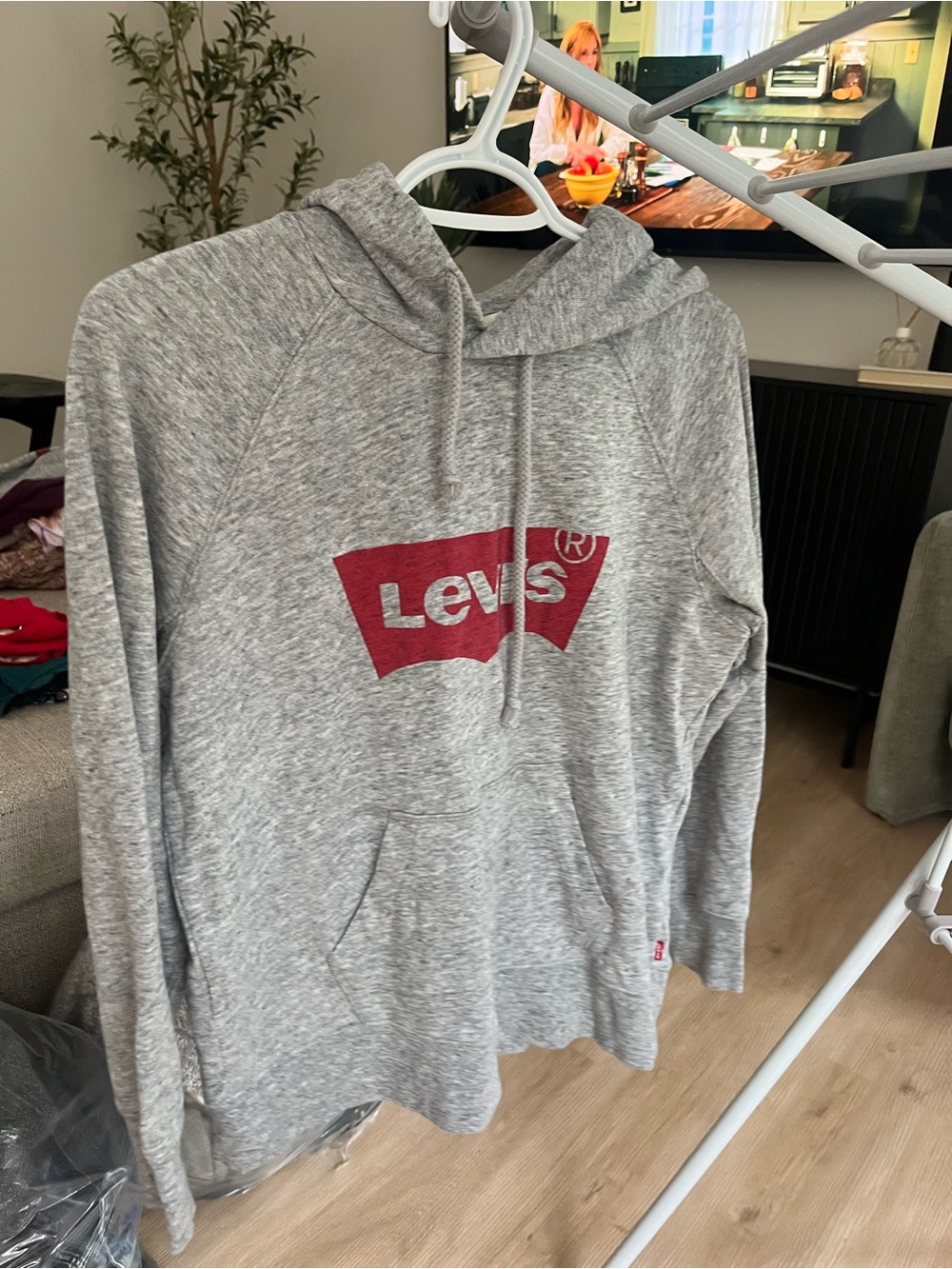 Levi's Gray Pullover Crewneck Hoodie with Red Logo